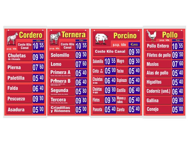 Carteles portaprecios alimentacion